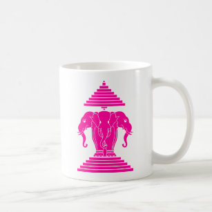Erawan Pink Three Headed Elephant Lao / Laos Flag Coffee Mug