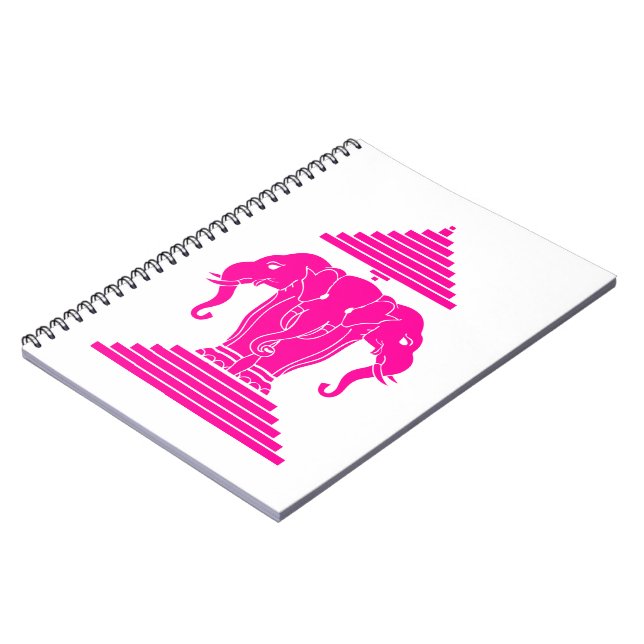 Erawan Pink Three Headed Elephant Lao / Laos Flag Notebook (Left Side)