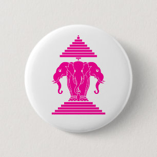 Erawan Pink Three Headed Elephant Lao / Laos Flag Pinback Button