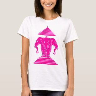 Erawan Pink Three Headed Elephant Lao / Laos Flag T-Shirt