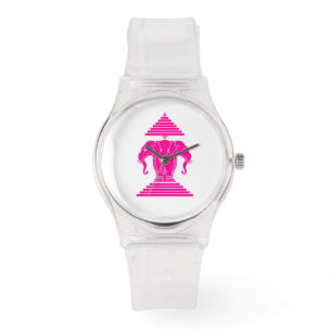 Erawan Pink Three Headed Elephant Lao / Laos Flag Watch