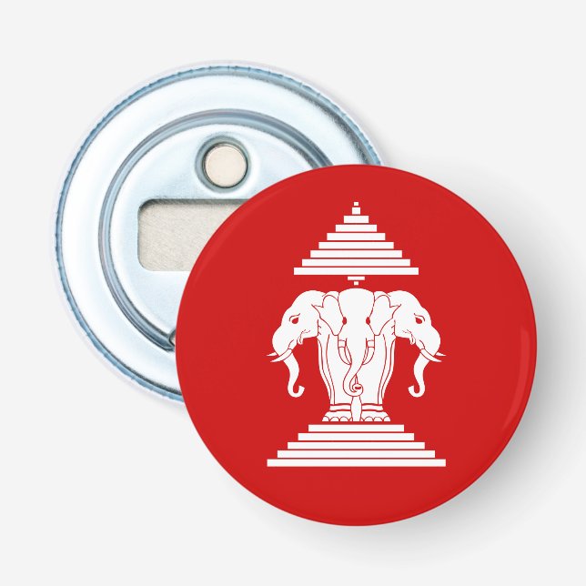 Erawan Three Headed Elephant Lao / Laos Flag Bottle Opener (Front)