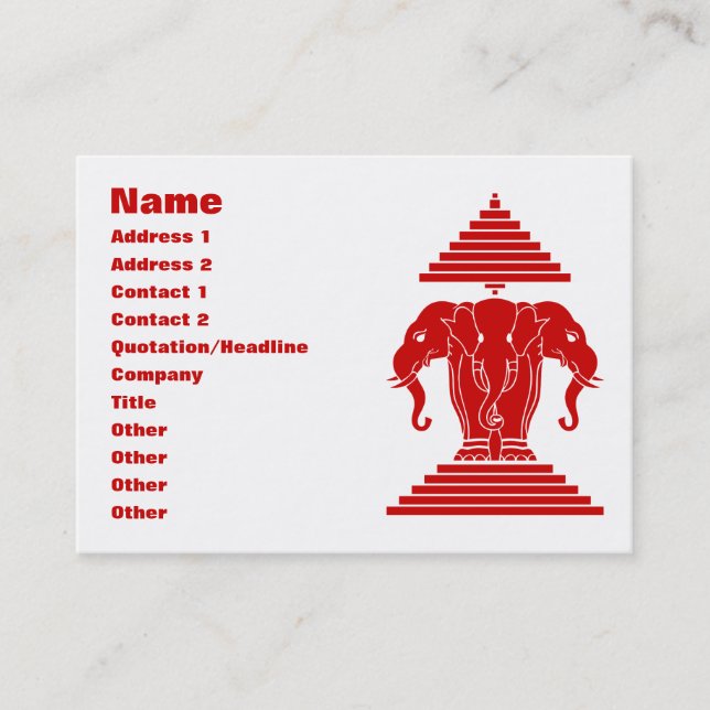 Erawan Three Headed Elephant Lao / Laos Flag Business Card (Front)