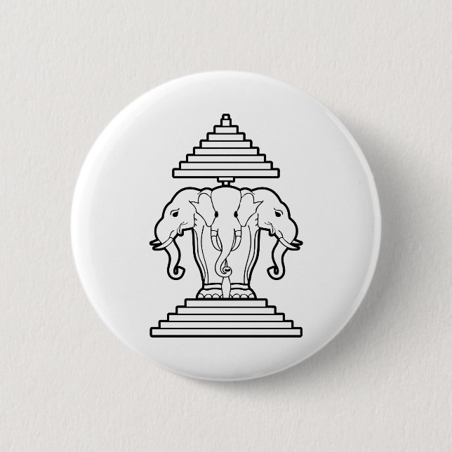 Erawan Three Headed Elephant Lao / Laos Flag Button (Front)