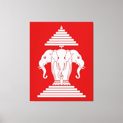 Erawan Three Headed Elephant Lao  Laos Flag Canvas Print