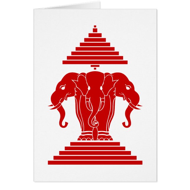 Erawan Three Headed Elephant Lao / Laos Flag Cards (Front)