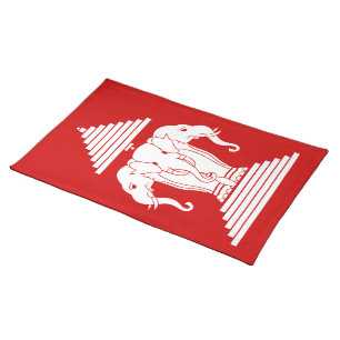 Erawan Three Headed Elephant Lao / Laos Flag Cloth Placemat