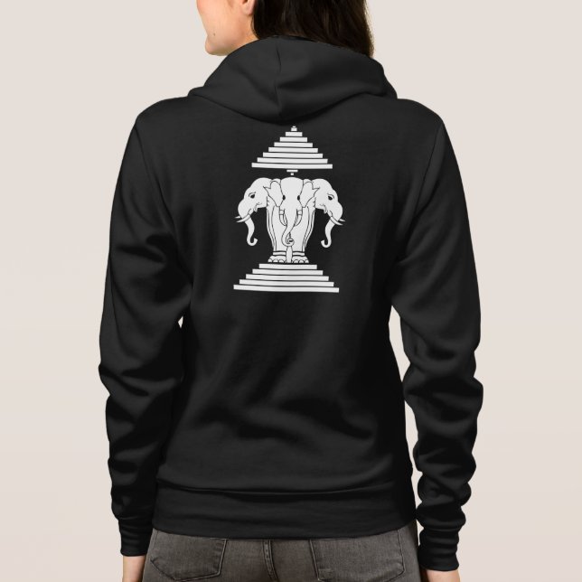 Erawan Three Headed Elephant Lao / Laos Flag Hoodie (Back)