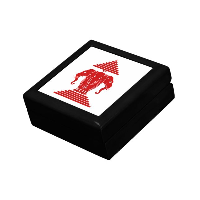Erawan Three Headed Elephant Lao / Laos Flag Jewelry Box (Side)