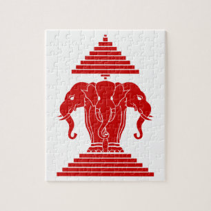 Erawan Three Headed Elephant Lao / Laos Flag Jigsaw Puzzle