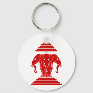 Erawan Three Headed Elephant Lao / Laos Flag Keychain