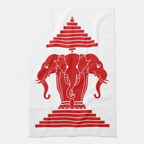 Erawan Three Headed Elephant Lao  Laos Flag Kitchen Towel