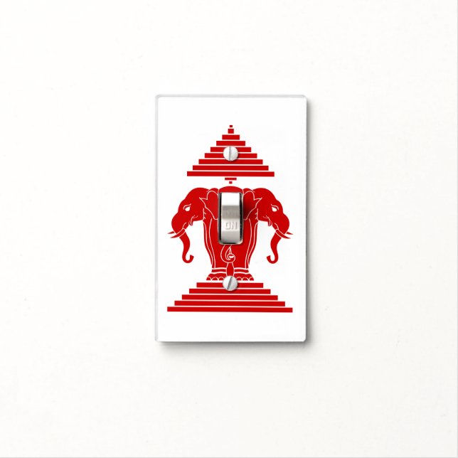 Erawan Three Headed Elephant Lao / Laos Flag Light Switch Cover (In Situ)