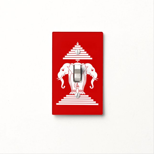 Erawan Three Headed Elephant Lao / Laos Flag Light Switch Cover (In Situ)