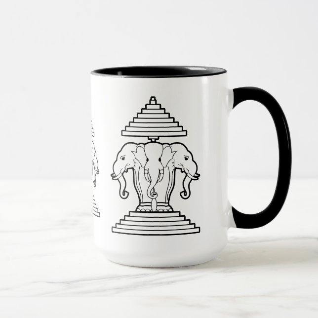 Erawan Three Headed Elephant Lao / Laos Flag Mug (Right)