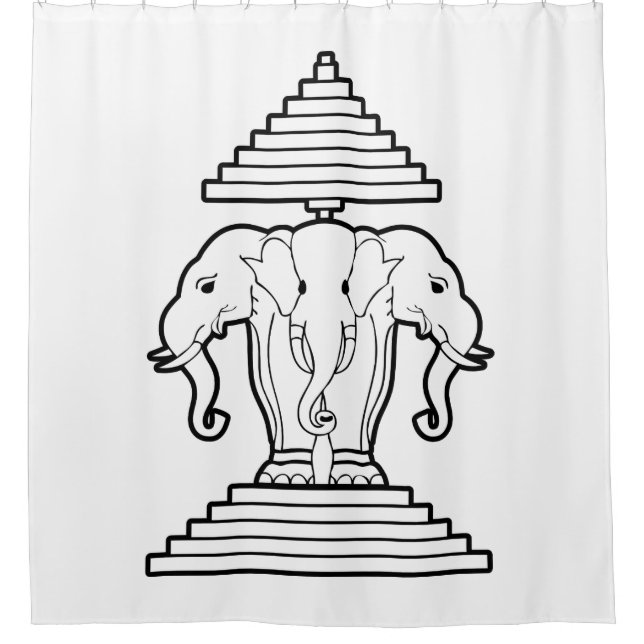 Erawan Three Headed Elephant Lao / Laos Flag Shower Curtain (Front)