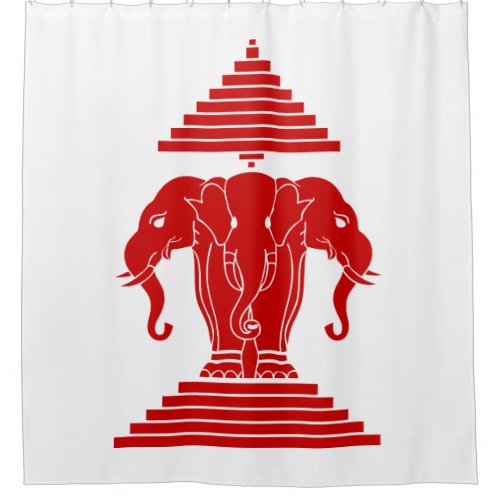 Erawan Three Headed Elephant Lao  Laos Flag Shower Curtain