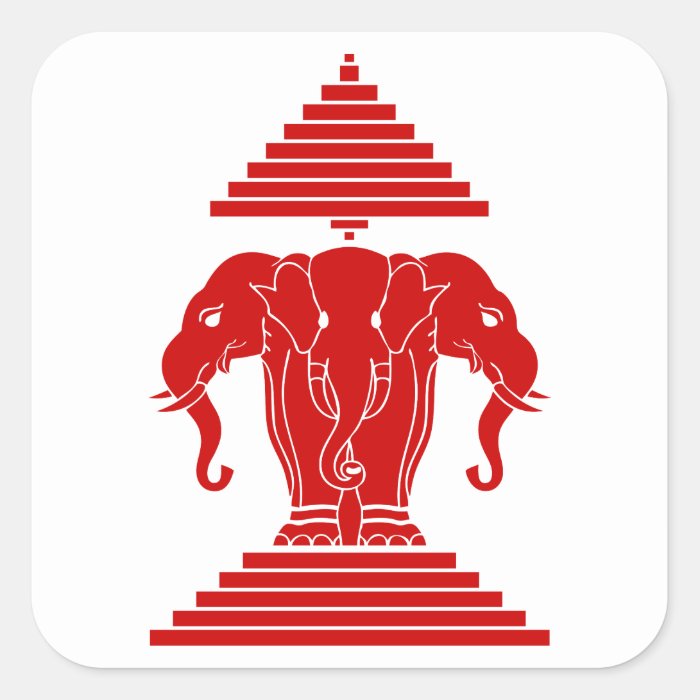 Erawan Three Headed Elephant Lao / Laos Flag Square Sticker