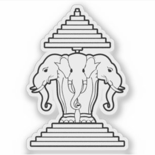 Erawan Three Headed Elephant Lao / Laos Flag Sticker