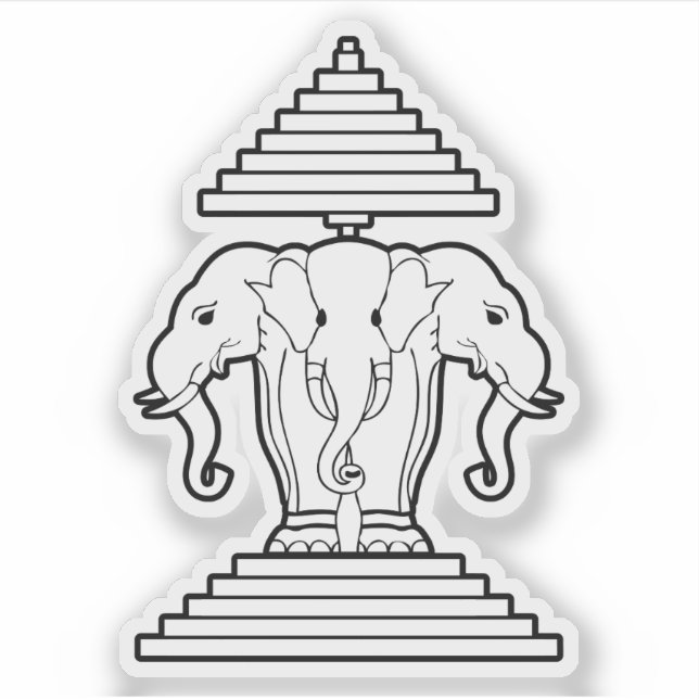 Erawan Three Headed Elephant Lao / Laos Flag Sticker (Front)