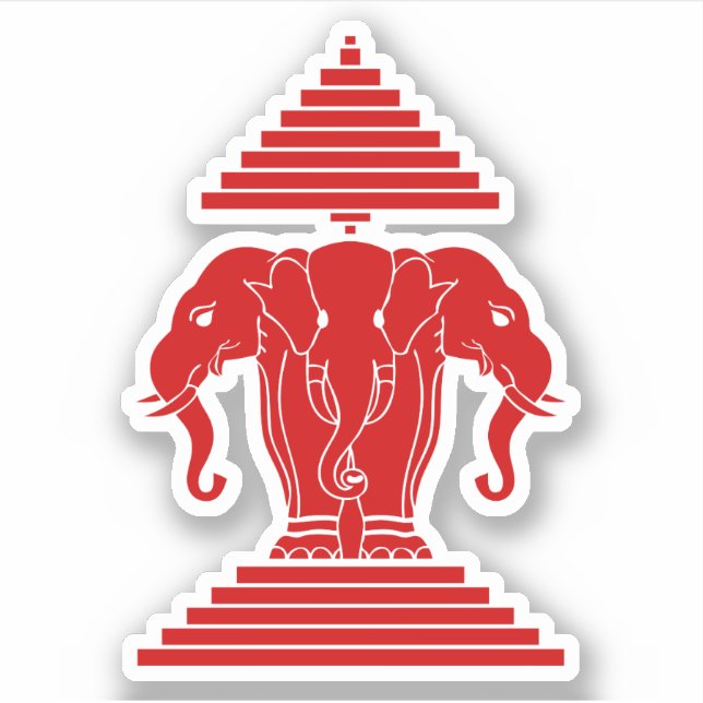 Erawan Three Headed Elephant Lao / Laos Flag Sticker (Front)