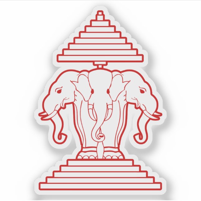 Erawan Three Headed Elephant Lao / Laos Flag Sticker (Front)