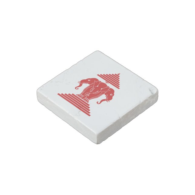 Erawan Three Headed Elephant Lao / Laos Flag Stone Magnet (Angled)