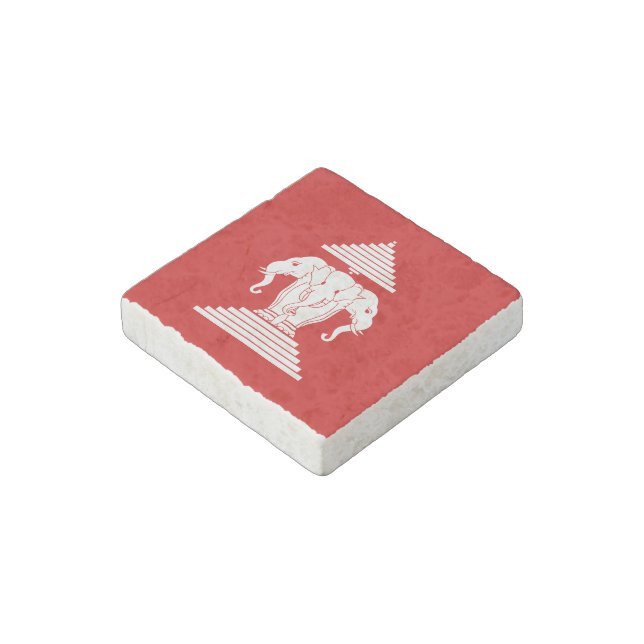 Erawan Three Headed Elephant Lao / Laos Flag Stone Magnet (Angled)