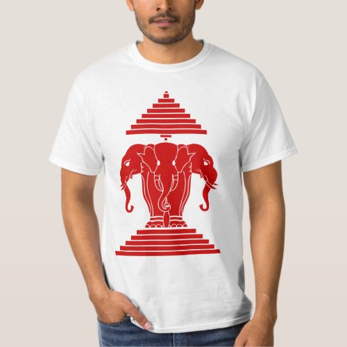 Erawan Three Headed Elephant Lao  Laos Flag T_Shirt