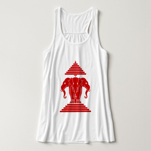 Erawan Three Headed Elephant Lao / Laos Flag Tank Top (Design Front)
