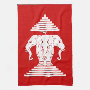 Erawan Three Headed Elephant Lao / Laos Flag Towel