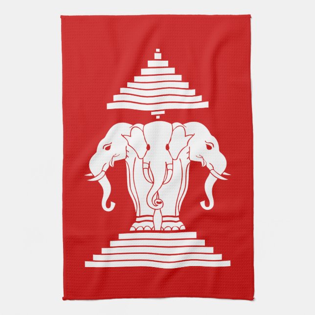 Erawan Three Headed Elephant Lao / Laos Flag Towel (Vertical)