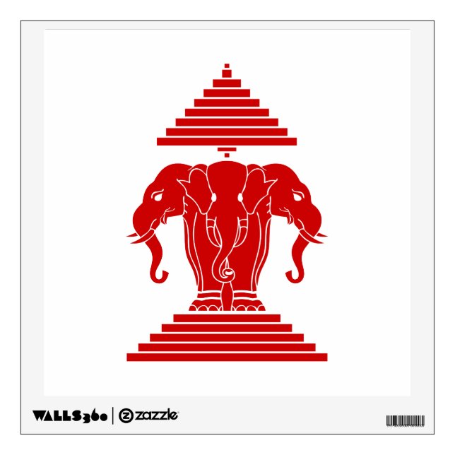 Erawan Three Headed Elephant Lao / Laos Flag Wall Decal (Front)