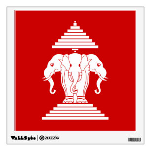 Erawan Three Headed Elephant Lao / Laos Flag Wall Sticker
