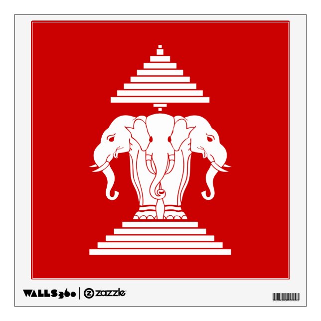 Erawan Three Headed Elephant Lao / Laos Flag Wall Sticker (Front)