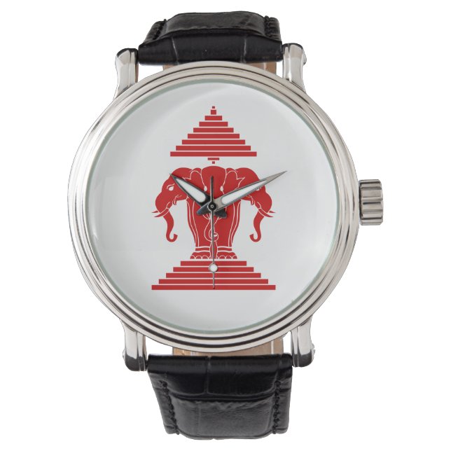 Erawan Three Headed Elephant Lao / Laos Flag Watch (Front)