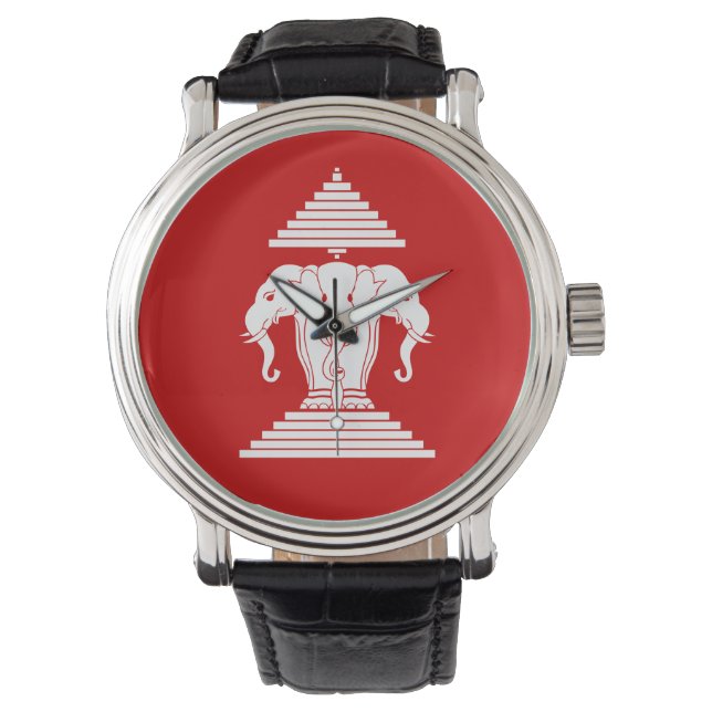 Erawan Three Headed Elephant Lao / Laos Flag Watch (Front)