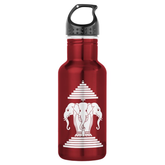 Erawan Three Headed Elephant Lao / Laos Flag Water Bottle (Front)