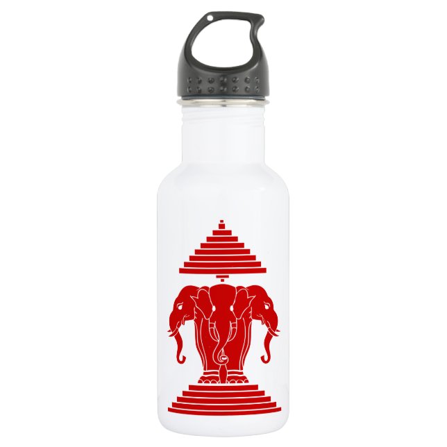 Erawan Three Headed Elephant Lao / Laos Flag Water Bottle (Front)