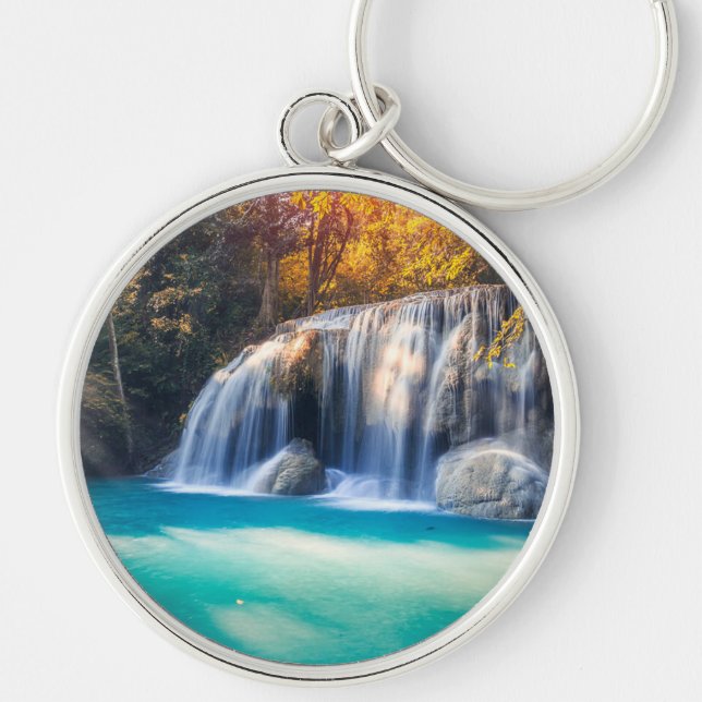 Erawan Waterfall in Kanjanaburi Province Thailand  Keychain (Front)