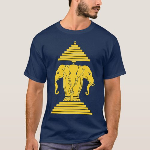 Erawan Yellow 3 Headed Elephant Lao  Laos Flag T_Shirt