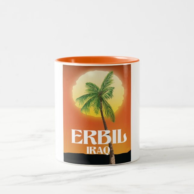 Erbil Iraq Travel poster Two-Tone Coffee Mug (Center)