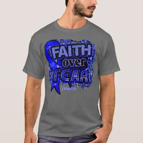 Erbs Palsy Awareness Ribbon Faith Over Fear Leopar T_Shirt