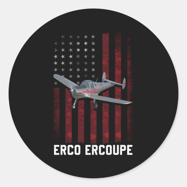 Erco Ercoupe Ercoupe Airplane Classic Round Sticker (Front)