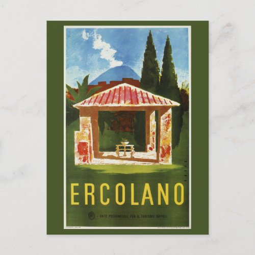 Ercolano Naples Italian summer travel ad Postcard