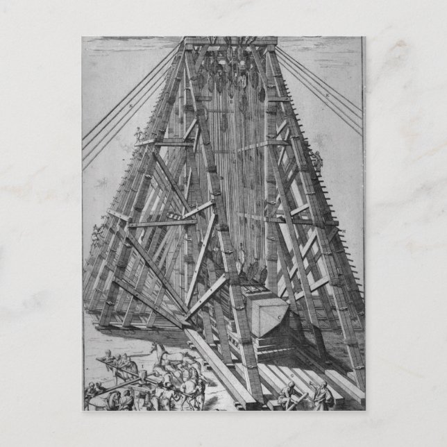 Erecting the Ancient Egyptian Obelisk Postcard (Front)