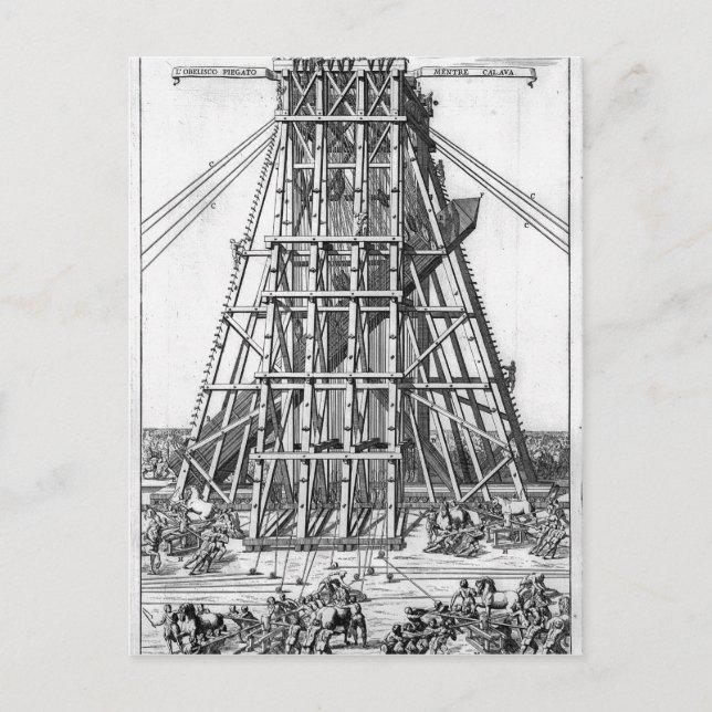 Erecting the Ancient Egyptian Obelisk Postcard (Front)
