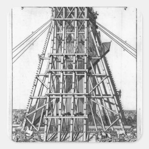 Erecting the Ancient Egyptian Obelisk Square Sticker