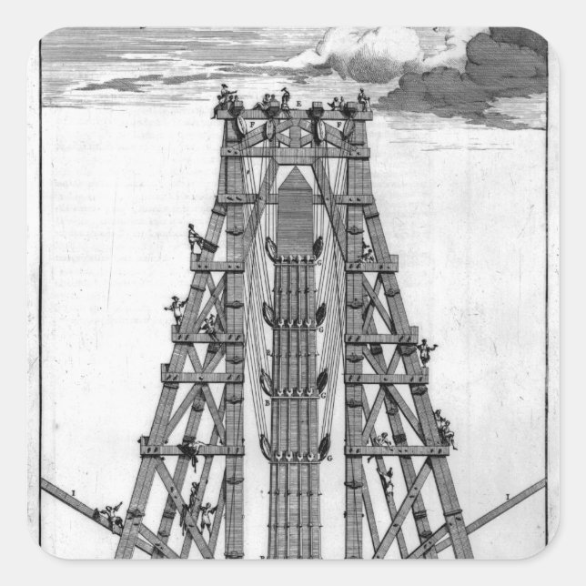 Erecting the Ancient Egyptian Obelisk Square Sticker (Front)