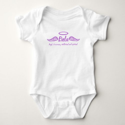 Erela girls name  meaning angel wings purple baby bodysuit